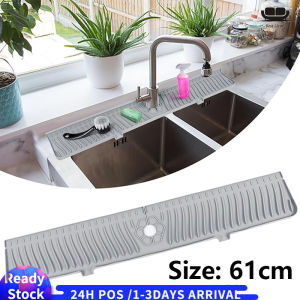 【Malaysia Spot Sale】Silicone Faucet Handle Drip Catcher Tray Mat Large Silicone Faucet Mat Dish Soap Sponge Holder for Kitchen Sink Accessories Drying Mat for Kitchen Counter & Bathroom Kitchen Sink Splash Guard