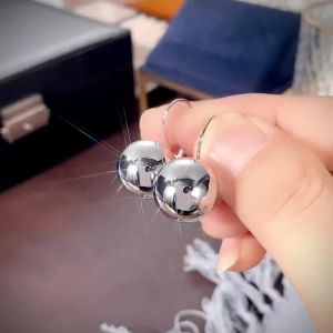 Huitan Smooth Ball-Shape Women Drop Earrings Fashion Party Daily Accessories Noble Wedding Metal Jewelry for Lady Versatile Gift
