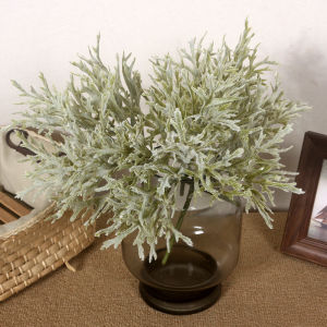 Flocking White Green Antlers Leaves Simulation Plant Wall Accessories Bridal Bouquet DIY Embellishment Matching Leaves Fake Flowers