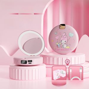 HelloKitty Birthday Gift for Girls Cute Cartoon Themed Three-In-One Warm Hand Warmer Compact Mirror And Power Bank for Besties