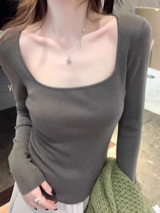 LUOFEN | Elegant Low-Collar Long-Sleeve Knit Sweater