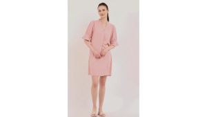 badomoda DAPHNE Band Collar With Puff Sleeves Dress