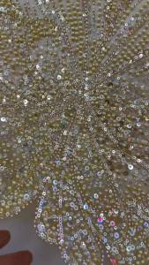 Luxury African Heavy Beaded Tulle Lace Fabric High Quality Nigerian Sequins 5 Yards for Wedding Dress