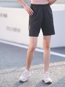 《409》สูง เอว กีฬา กางเกงขาสั้น ผู้หญิง ฤดูร้อน บาง ยืดได้ ถักแห้งเร็ว สตรีทสไตล์ ลำลอง วิ่งขนาดใหญ่ห้าจุด กระเป๋าเสื้อ