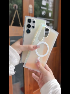 ✅【SG】Samsung Magnetic Clear Phone Case | S26 S25 S24 S23 Ultra Plus | Laser Gradient Aurora Transparent Cover | Wireless Charging Shockproof TPU PC Protective Case | Color Changing Clear Phone Casing for Daily Protection