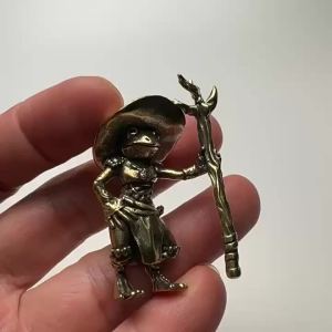 【H】Vintage Brass Frog Wizard Statue Desktop Ornament Metal Cute Figurines Miniatures Home And Office Decoration Car Ornaments