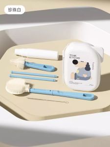 Taoqibaby Silicone Baby Bottle Brush Set Portable Cleaning Tool for Babies Travel Drainage Rack Included Newborn to 1 Year Old