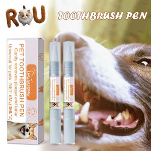 Dog Tooth Brushing Kit 2pcs Soft Bristles Dog Oral Stone Cleaning Pen Natural Plant Substance Dog Cat Tooth Scaler Toothbrush
