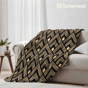 Beast Kingdom | Gold Chevron Art Deco Soft Warm Flannel Blanket Lightweight Cozy Christmas Halloween Home Decor Room