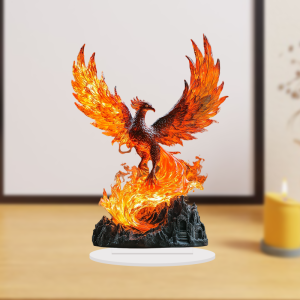 7in 2D Planar Acrylic Sunbird Figurine Colorful Flames - A Gift of Strong Vitality and Blessing for the Birthday of a Bird Lover