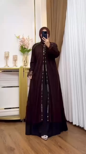 Violla Dress Tile Outer 2in1 Gamis Brokat Set Outer Ceruty Mix Payet Terbaru 2025 Jumbo Premium Lebaran Viral Warna Burgundy Mahogany Emerlard Wanita Remaja Dewasa Baju Gaun Pesta Kondangan Mewah Elegan Modern