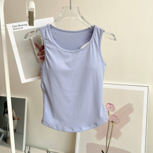 Running Sports Vest Womens Fitness Special Shock Absorption Crossback Yoga Top with Chest Pad Yoga Wear Pure Color Design