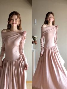 CHANGTONG | Stylish French Elegant Off-the-Shoulder Waist-Shaping Dress