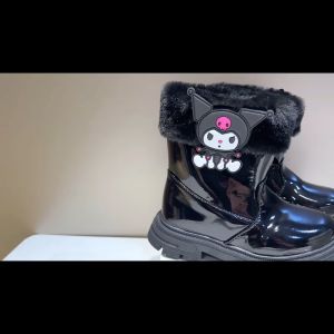 New Cartoon-Themed Kids Ankle Boots with Zip Closure Faux Fur Lining and Flat Heel - Sizes 22-36