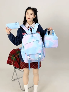 Starlight Gradient Three Piece Backpack Korean Fashion Canvas 3 In1 Waterproof School Bag For Girls