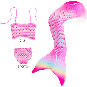 Girls Mermaid Tails Swimming Dresses Carnival Cosplay Costume for Child Mermaid Swimsuit(Not Include Flippers)