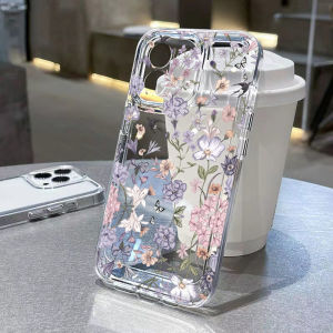 Purple Flowers Transparent Phone Case For Samsung A57 5G A56 A37 A16 A17 A07 4G A55 A54 A14 A13 4G A32 A06 Silicone Cover Funda