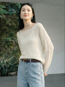 Eifini | Áo Blouse Lụa Dệt Kim Cổ Trụ