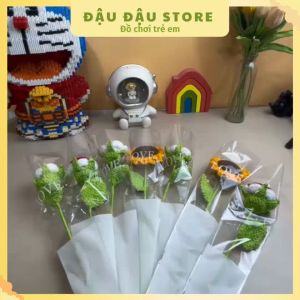 Hoa len làm thủ công handmade móc sẵn hoa hồng bằng len làm quà tặng Đậu Đậu Store