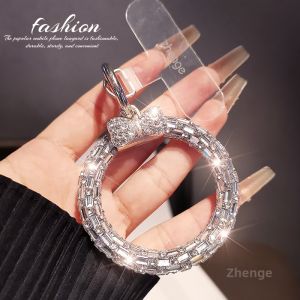 ZHENGEGE | Shiny Silver Bow Ring Phone Lanyard