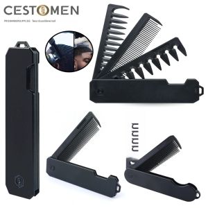 ใหม่ 1/2/3 ใน 1 พับหวีพลาสติกฟันกว้างน้ํามันหัวหวีเคราหวีผม Clipper หวี Salon ผมจัดแต่งทรงผมเครื่องมือ