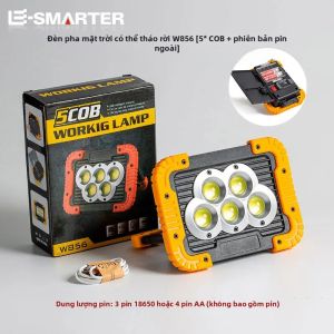 ESMARTER | Đèn Pha Cầm Tay Có Thể Sạc Lại Bằng USB 5COB 3 Chế Độ Chiếu Sáng Chống Nước Ngoài Trời Năng Lượng Mặt Trời Có Thể Tháo Rời Đèn Làm Việc 249-2000 Quang Thông Sáng