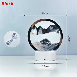 LED Quicksand Light Painted 6-color Table Lamp 3D Trend Moving Art Circular Glass Hourglass Bedside Home Decoration Nightlight