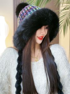 Hairy Antler Thickened Fleece-lined Heattech Knitted Earflaps Cap Children Fall and Winter Look Smaller Woolen Cap Cold-Proof Cycling Ushanka