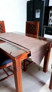 Omahe Oryza Taplak Meja Polos Rumbai Tassel Ujung Segitiga Table Runner Mewah Minimalis Modern Taplak Meja Ruang Tamu Panjang Taplak Meja Makan Taplak Meja Kantor Ruang Rapat Polos Warna Coklat Cokelat Brown Abu Grey Custom Request Ukuran