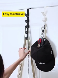 🔥 Punch Free Storage Hook Multifunctional Five Section Hook Random Color Behind The Door Clothes Hanger Coat Hook