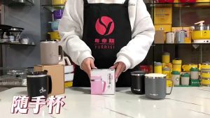 【K-Home】400ML Thermal Cup with Cover Handgrip Coffee Tea Mark Cup Mug Stainless Steel Inner Drinking Cup Drinkware Cawan Terma