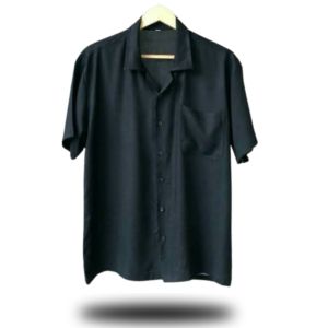 KEMEJA PRIA HAWAI POLOS LENGAN PENDEK RAYON TWILL PREMIUM V-NECK CASUAL TRENDY