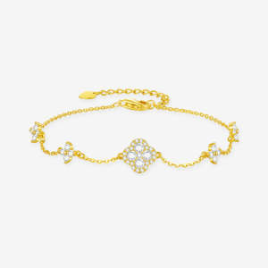 CTS Silver Zircon Four-leaf Clover Bracelet CHOW TAI SENG 周大生 S0WA00159CH