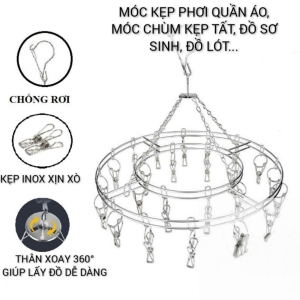 Móc Chùm Inox 20 Kẹp Treo Quần Áo Khăn Sữa Cho Bé BAUHO