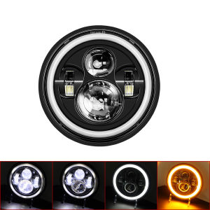 1pc 7 Inch Motorcycle LED Headlight Hi/Low Beam DRL Turn Signal 7" Round Headlamp JK Lada Niva 4x4 Loaf UAZ Ural Hunter Hummer