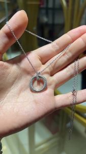 Pretty Beauty Moissanite Circular Arrow Pendant Necklace S925 Silver for Women 18K White Gold Plated Clavicle Chain Fine Jewelry