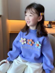 เสื้อฮู้ดแขนยาวหลวมๆ ลำลองสำหรับเด็กผู้หญิง เสื้อชั้นในฤดูใบไม้ผลิและฤดูใบไม้ร่วง เสื้อผ้าเด็กผู้หญิงที่สวมใส่สบายและมีสไตล์