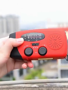 Emergency Solar Radio Hand Crank AM FM Portable Radio With LED Torch Power Bank 2000mAh USB Charger SOS Alarm For Camping Hiking Red