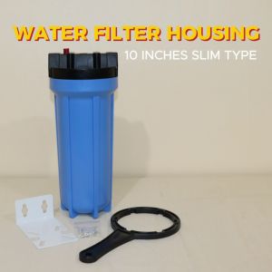 Water Filter Housing 10" Slim Type 3/4" NPT Heavy-duty Blue or Clear Housing
