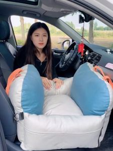 Car Pet Seat Dog Bed Seatbelt Fastened Dog Carrier for Small Dogs Car Travel Pet Accessories Universal Fit Pet Supplies