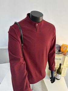 New Chinese Style Mens Long Sleeve Stand Collar Thermal Shirt Velvet Red Sweatshirt Inner Wear T-Shirt for Winter New Year