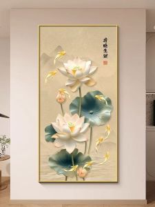 Bộ Khâu Chữ Thập Hình Hoa Sen Và Cá Mới 2025 Đồ Dùng Thủ Công Cho Phòng Khách Và Phòng Ngủ Vải Cotton Họa Tiết Hoa