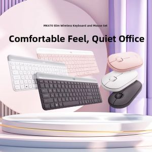 Logitech | Lightweight Portable Silent Thin Film Wireless Keyboard and Mouse Set