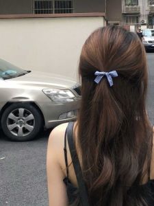 น่ารัก ลายสก็อต ผูกผมหางคู่ปมผีเสื้อสไตล์วิทยาลัยของเด็กผู้หญิงที่คาดผมเทพนิยายมูลค่าความงามสูง หวาน แฟชั่น