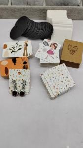 100pcs cute flower style earring paper package card DIY small stud earring card white kraft paper jewelry display card