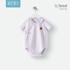 Tony Bell Baby Summer Modal Cotton Thin Triangle Wrap Romper Girls Short Sleeve Bow Tie Onesie Cool Feeling Infant Clothing
