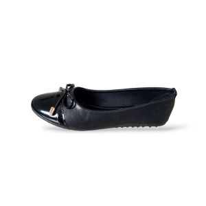 sepatu flatshoes wanita kombinasi model hiasan sepatu selop perempuan hitam