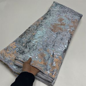 Vải Ren Gấm Jacquard Nigeria Thêu Tay Châu Phi Chất Liệu Organza Cao Cấp Mạ Vàng Chất Liệu May Váy Cho Nữ Khổ 204cm
