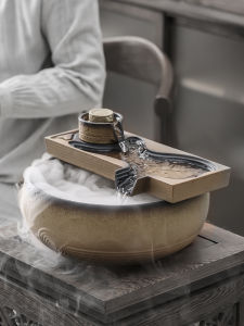 Living Room Office Ceramic Fountain Circular Water Wheel Feng Shui Waterfall Decorative Piece for Good Luck And Humidity Control