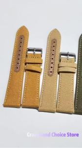 Canvas Leather Watch Band 20mm 22mm Universal Nylon Fabric Strap Quick Release Military Sport Casual Replace Women Men Bracelet
